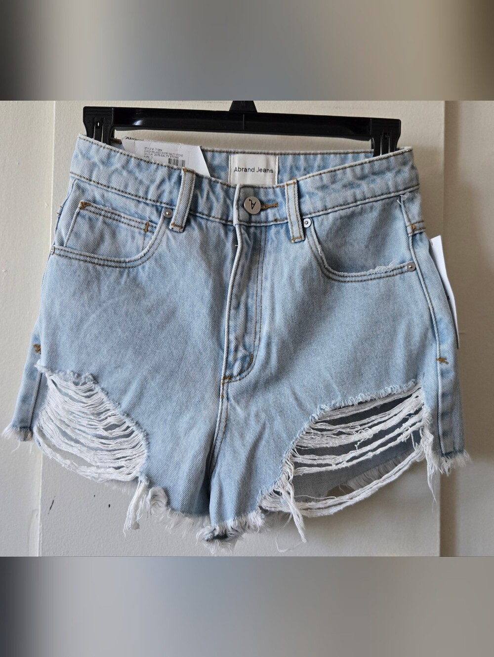 Abrand Jeans Women's Light Wash Ripped Denim Shorts